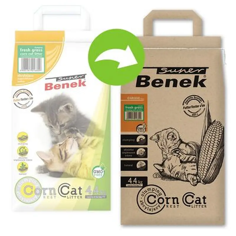 Super Benek Corn Cat Fresh Grass Clumping Litter - 7l (approx. 4.4kg)