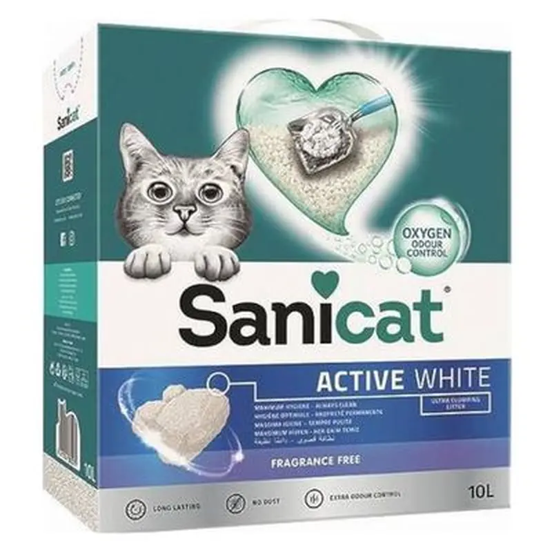 2 x 10l Sanicat Cat Litter 20% Off! * - Active White Clumping Cat Litter (2 x 10l)