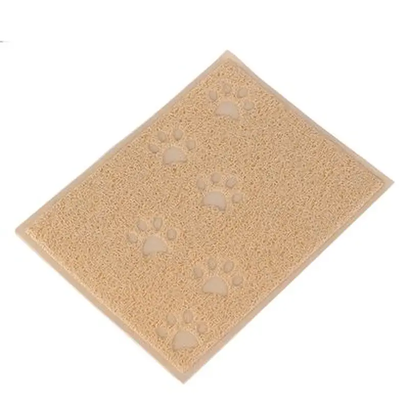 Paw Print Litter Tray Mat - Beige