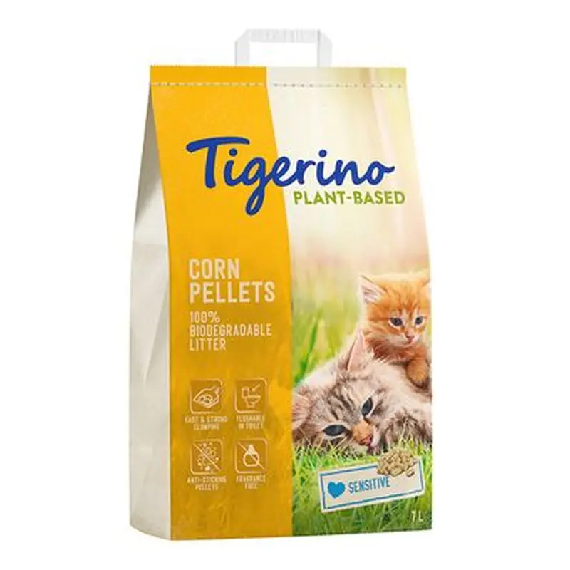 Tigerino Plant-Based Litter Corn Pellets - Sensitive (Unscented) - 7l