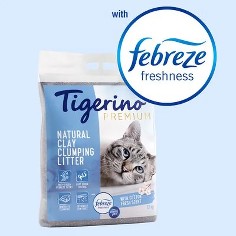 Tigerino Premium Cat Litter - Febreze Cotton Fresh Scent - Economy Pack: 2 x 12kg