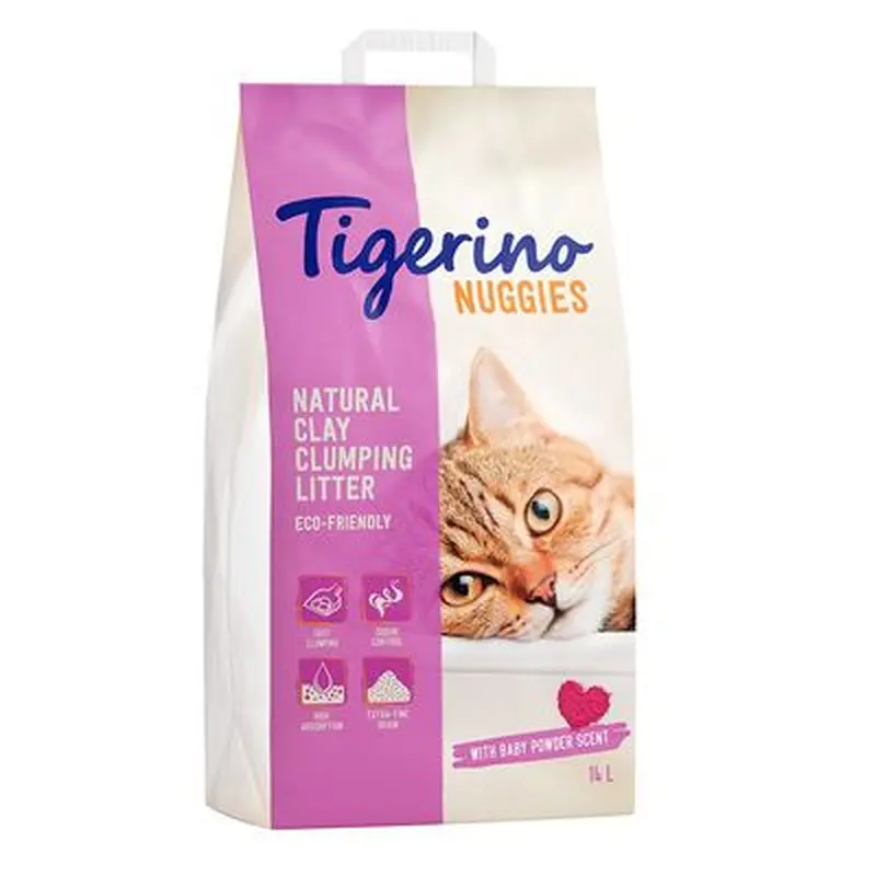 Tigerino Nuggies Cat Litter  Baby Powder Scent - Economy Pack: 2 x 14l