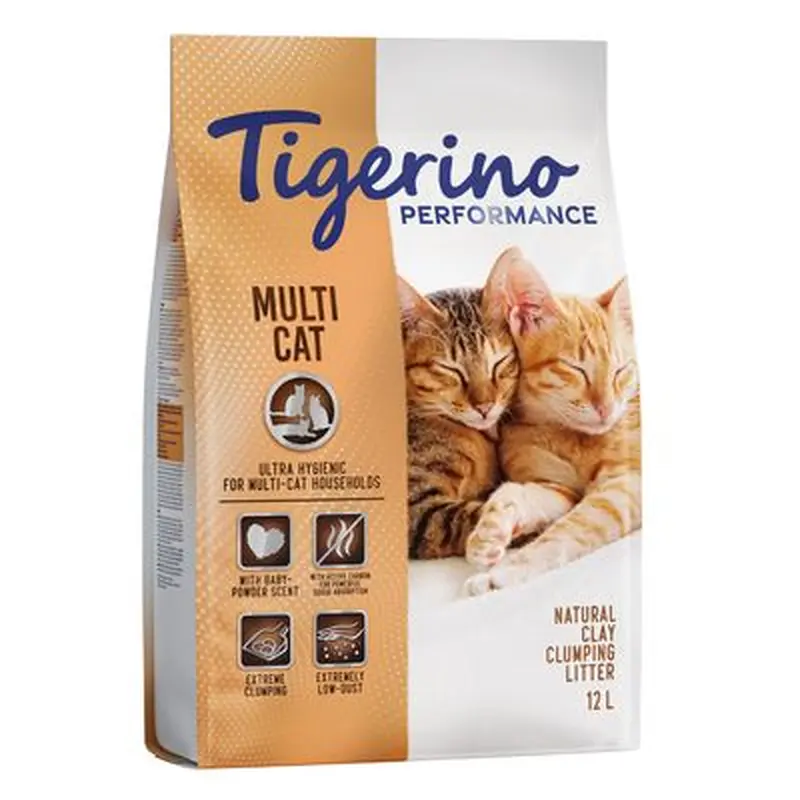 Tigerino Performance Multi-Cat Litter  Baby Powder Scent - 12l