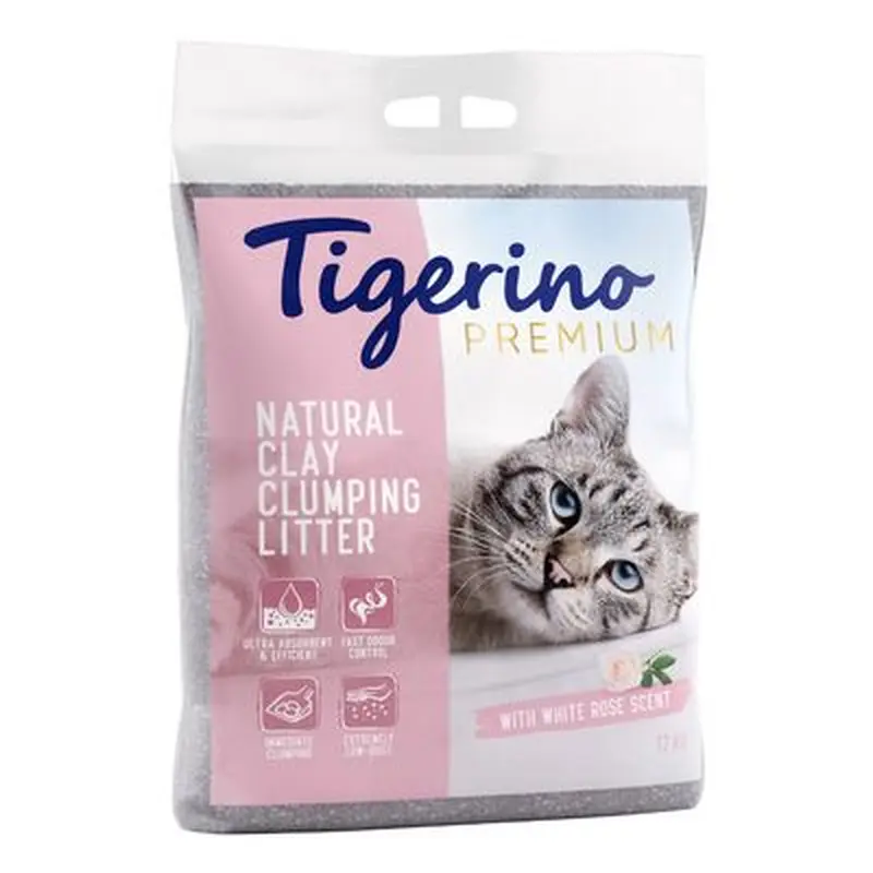 Tigerino Premium Cat Litter  White Rose Scented - Economy Pack: 2 x 12kg