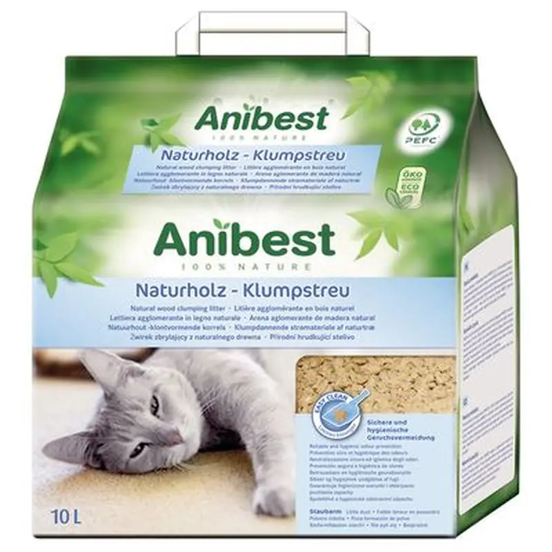 Anibest Natural Wood Cat Litter - 10 Litres (approx. 4.3kg)