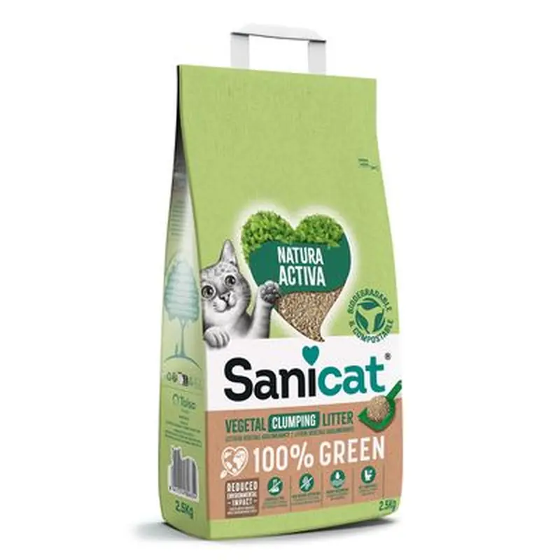 Sanicat Natura Activa 100% Green Clumping Cat Litter - 2.5kg