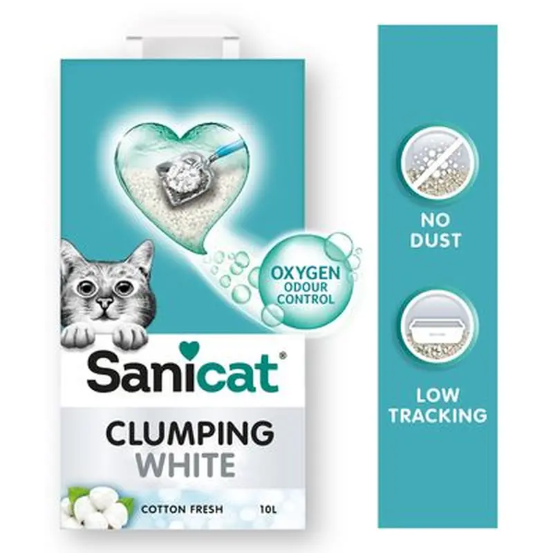 Sanicat Cotton Fresh Clumping White Cat Litter - 10l