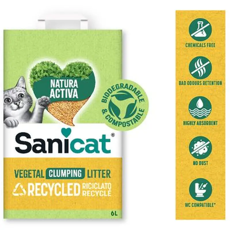 Sanicat Natura Activa Corn Cob Clumping Cat Litter - 6l