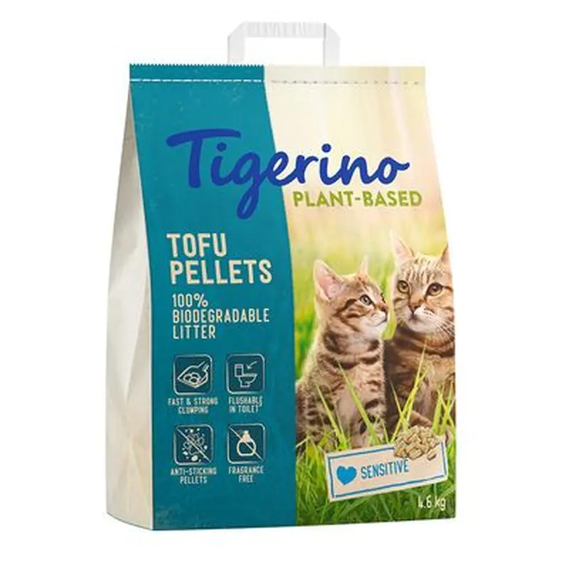 Tigerino Plant-Based Litter Tofu Pellets - Sensitive (Unscented) - 11l (4.6kg)