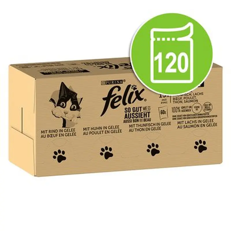 Felix As Good As It Looks Mega Pack 120 x 85g - Chicken, Lamb, Beef & Duck