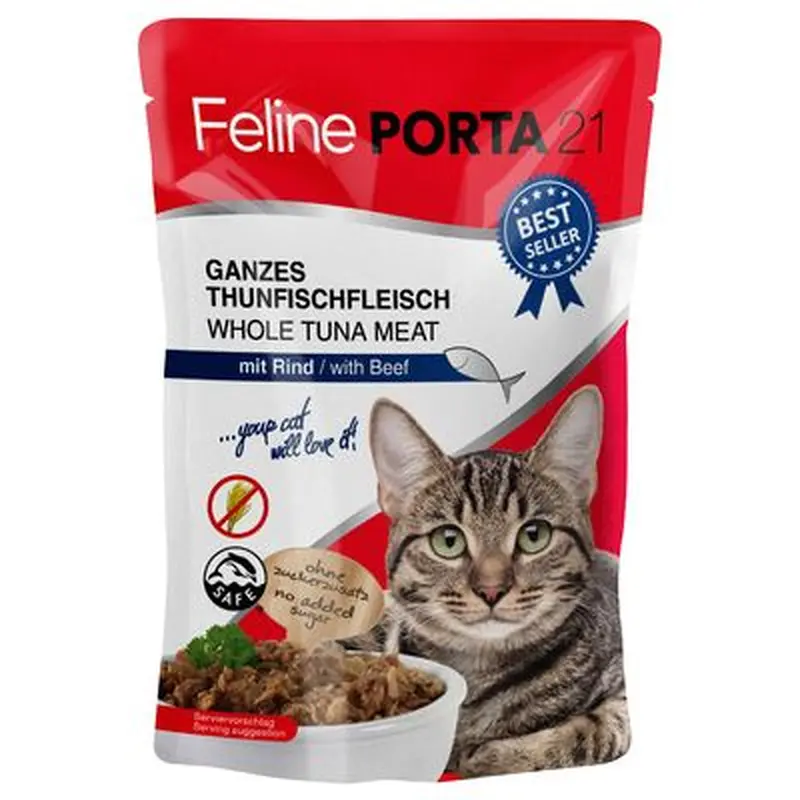 Feline Porta 21 Pouches 6 x 100g - Whole Tuna with Surimi
