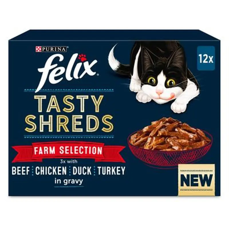 Felix Tasty Shreds 12 x 80g - Fish Selection
