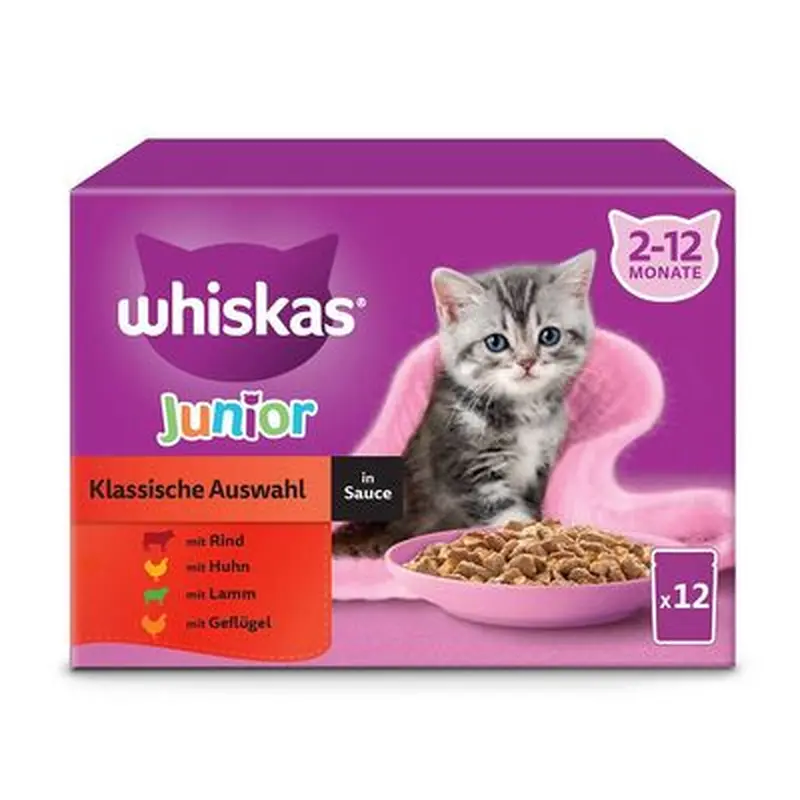 Whiskas Junior Pouches 12 x 85g - Meat Selection in Gravy