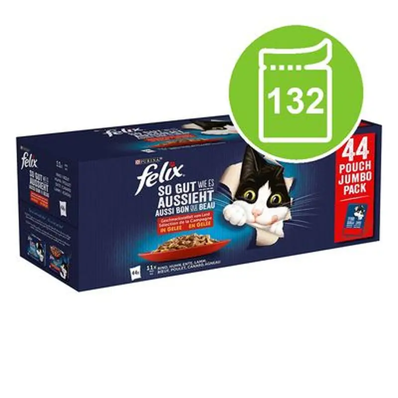 Felix As Good As It Looks Mega Pack 132 x 85g - Meat & Fish in Jelly