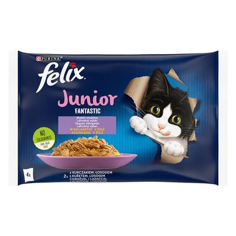 Felix Junior Fantastic Pouches 4 x 85g - Salmon & Chicken