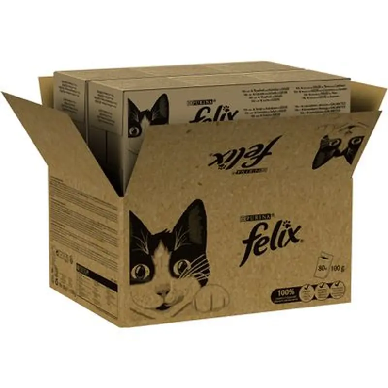 Megapack Felix Classic Pouches 80 x 85 g - Chicken & Kidney, Duck & Lamb, Chicken, Beef