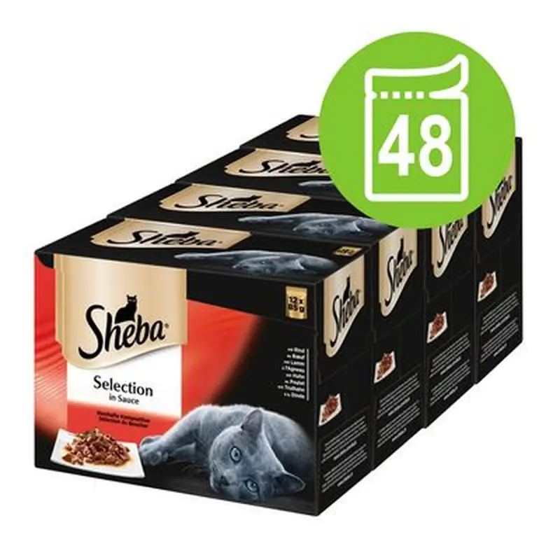 Sheba Pouches Select Slices in Gravy 48 x 85g - Meat & Fish Collection in Gravy
