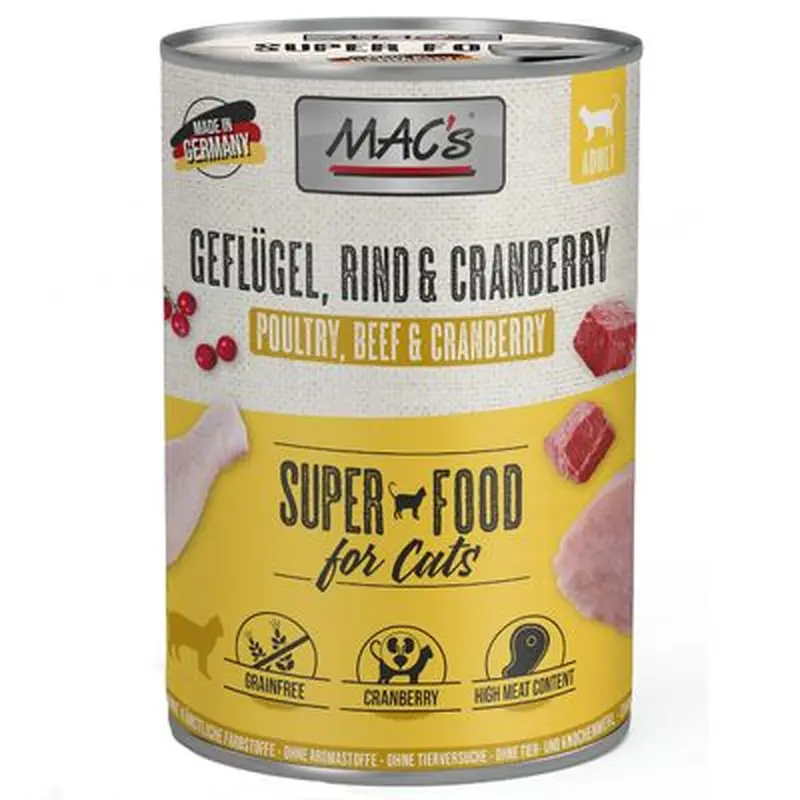MAC's Cat 6 x 400g - Poultry, Beef & Cranberry