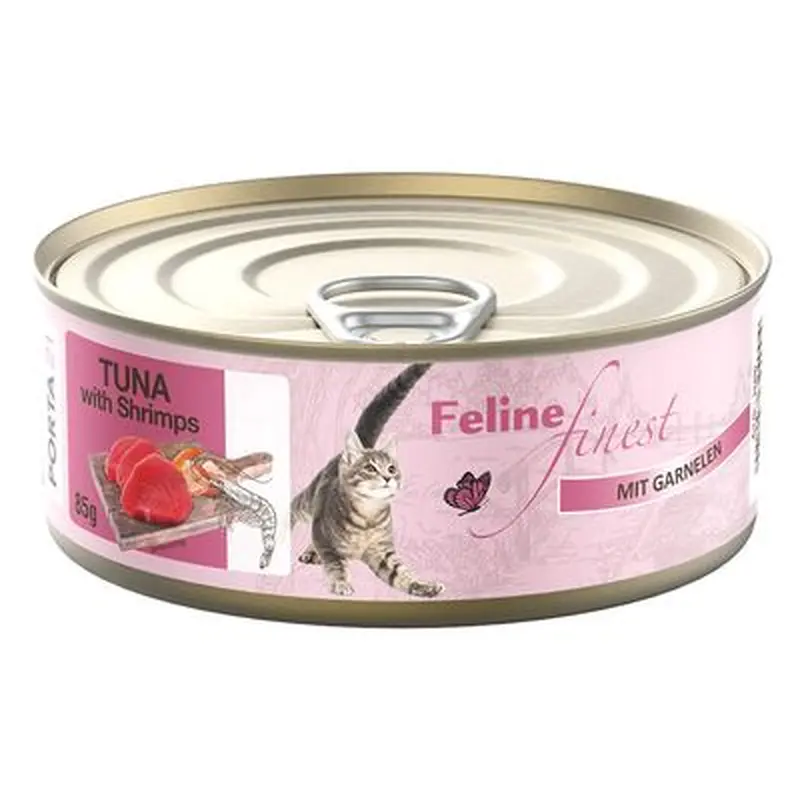 Feline Finest Cats Wet Food 6 x 85 g - Tuna with prawns