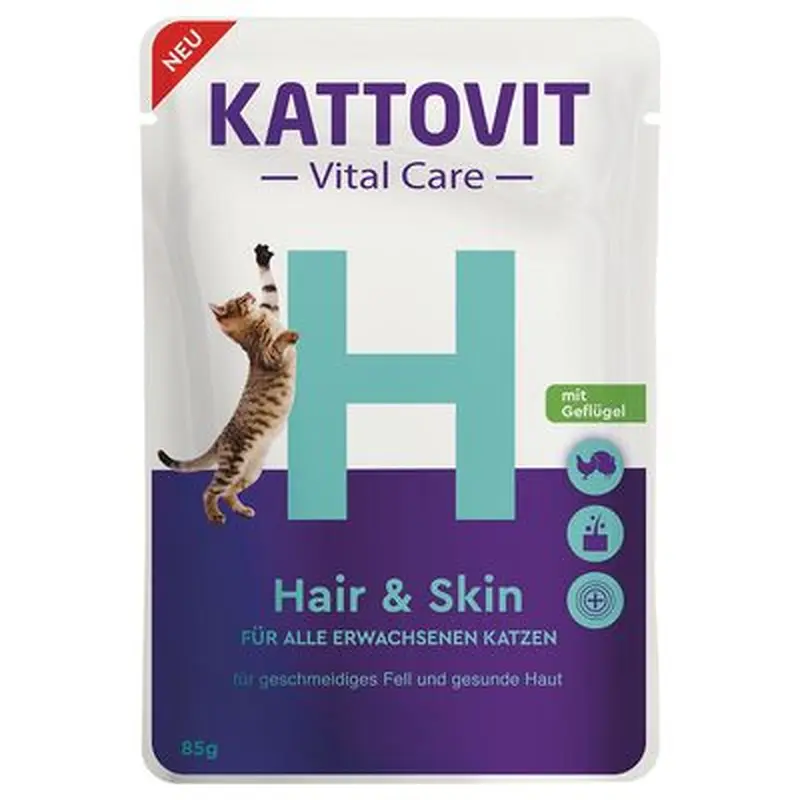 Kattovit Vital Care Hair & Skin Pouches with Poultry - 6 x 85 g