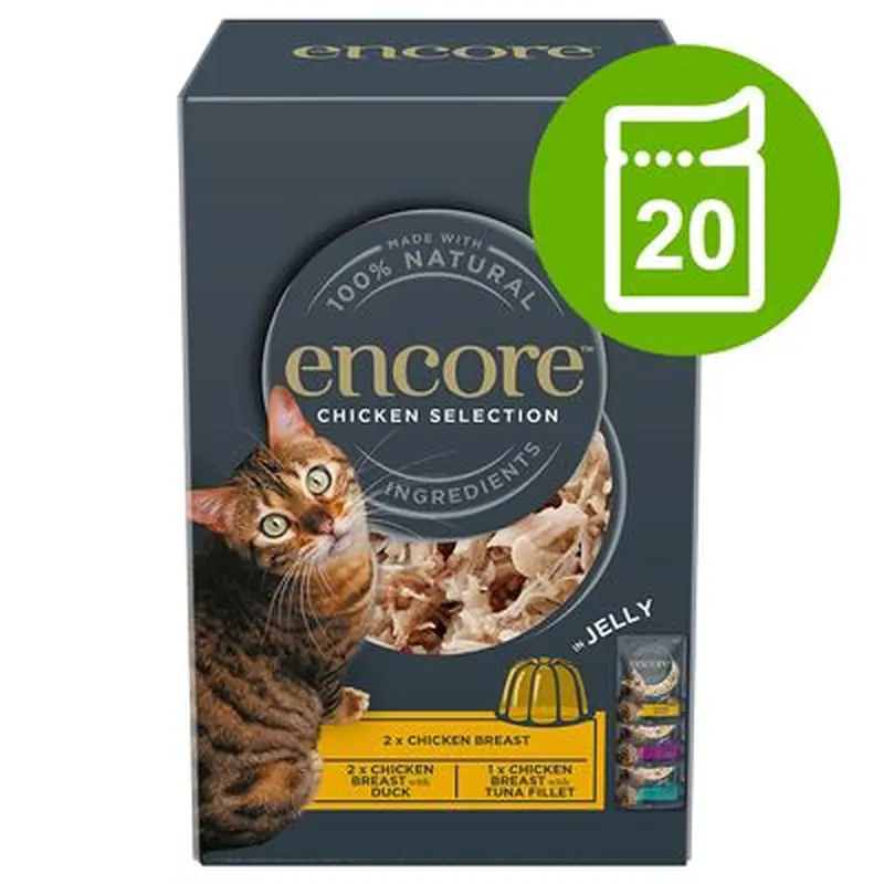 Encore Cat Jelly Pouch Multipack 20 x 50g - Chicken Selection 1 (3 Varieties)