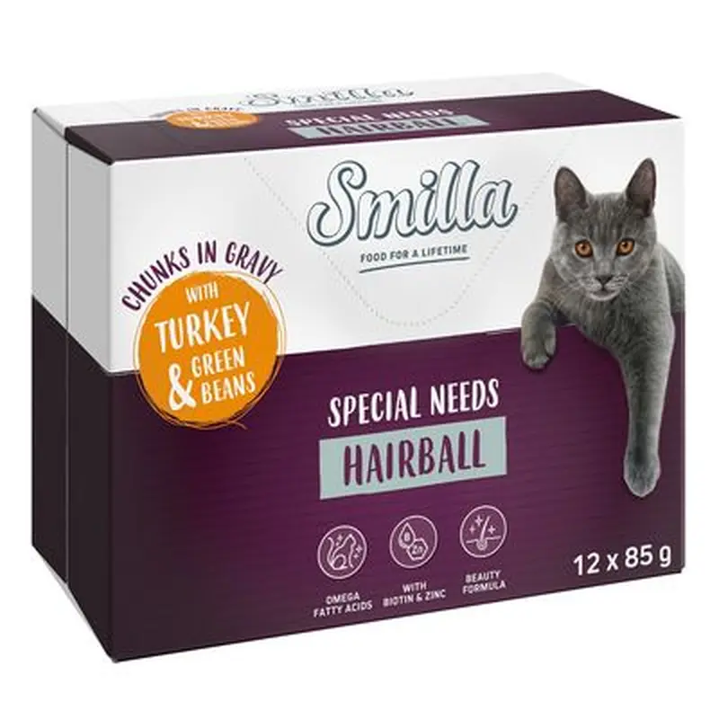 Smilla Special Needs Hairball Chunks in Gravy with Turkey & Green Beans - 12 x 85g