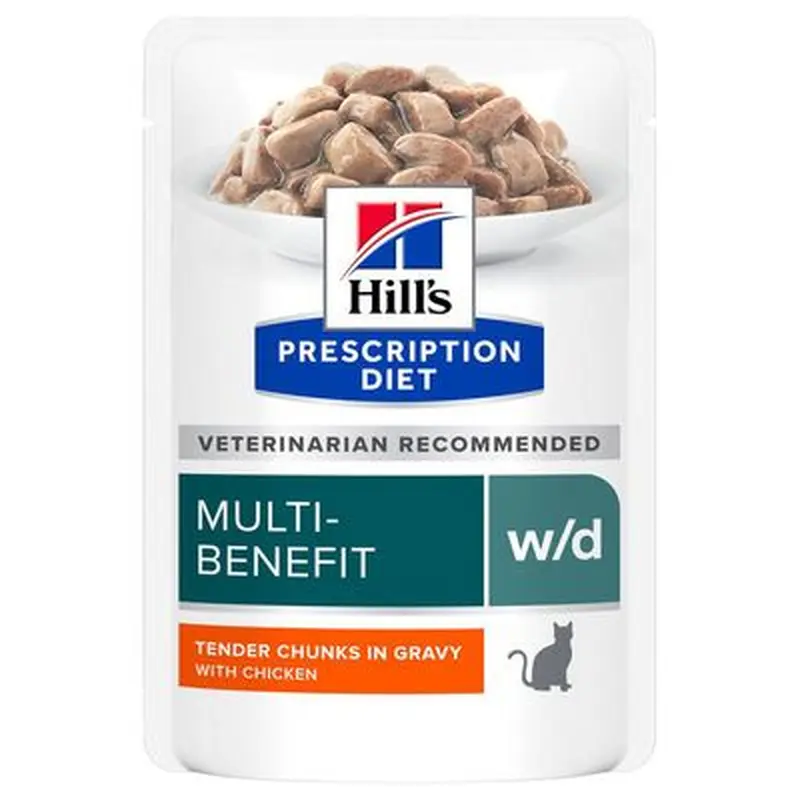 Hills Prescription Diet Feline w/d Multi-Benefit - Chicken - 12 x 85g Pouches