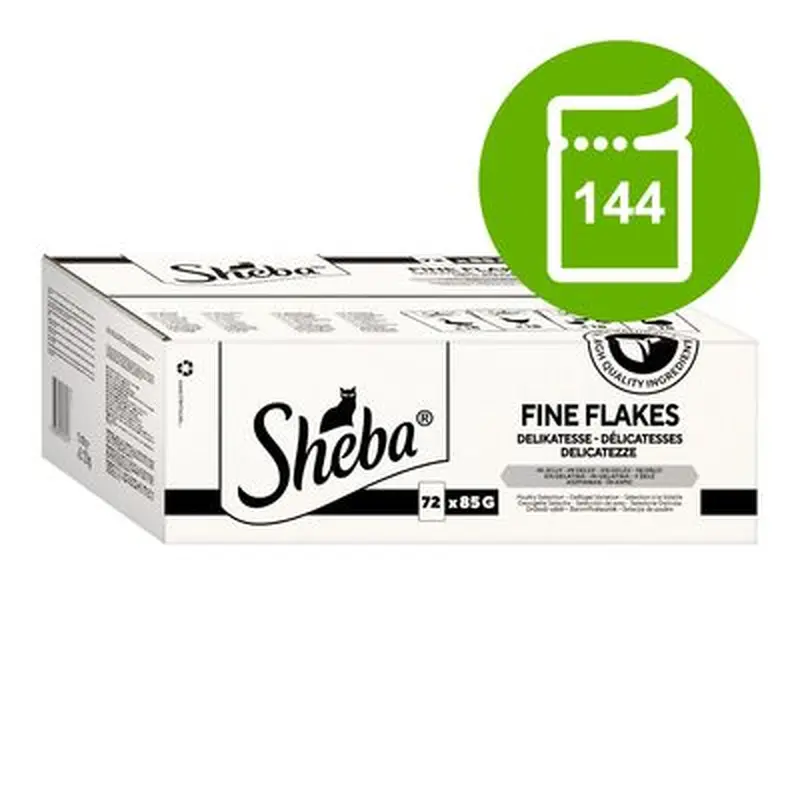 Sheba Pouches Saver Pack 144 x 85g - Fine Flakes Poultry Selection in Jelly