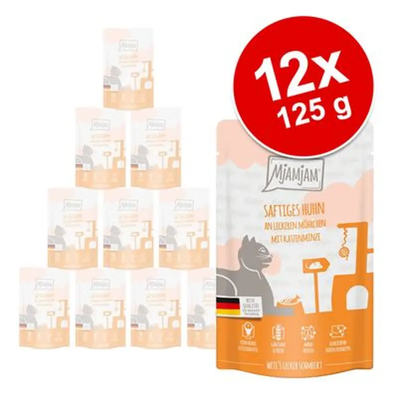 MjAMjAM Squeezy Pouches 12 x 125g - Delicate Chicken with Steamed Pumpkin