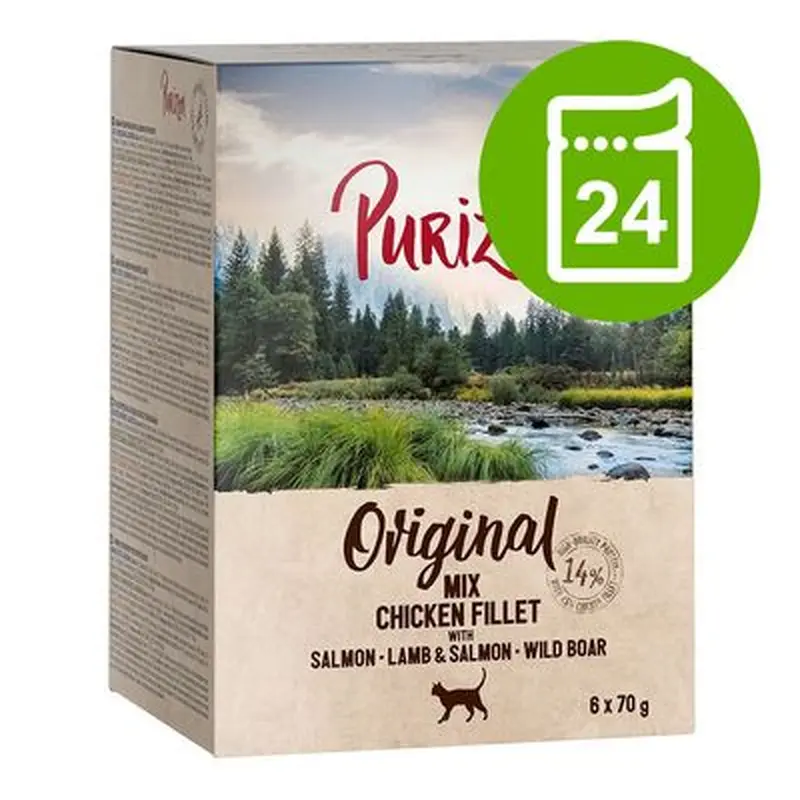 Purizon Adult Grain-Free Saver Pack 24 x 70g - Chicken Fillet with Wild Boar