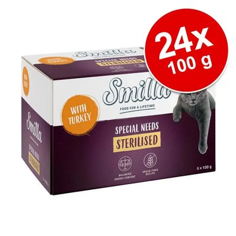 Smilla Adult Sterilised Trays Saver Pack 24 x 100g - Turkey with Salmon