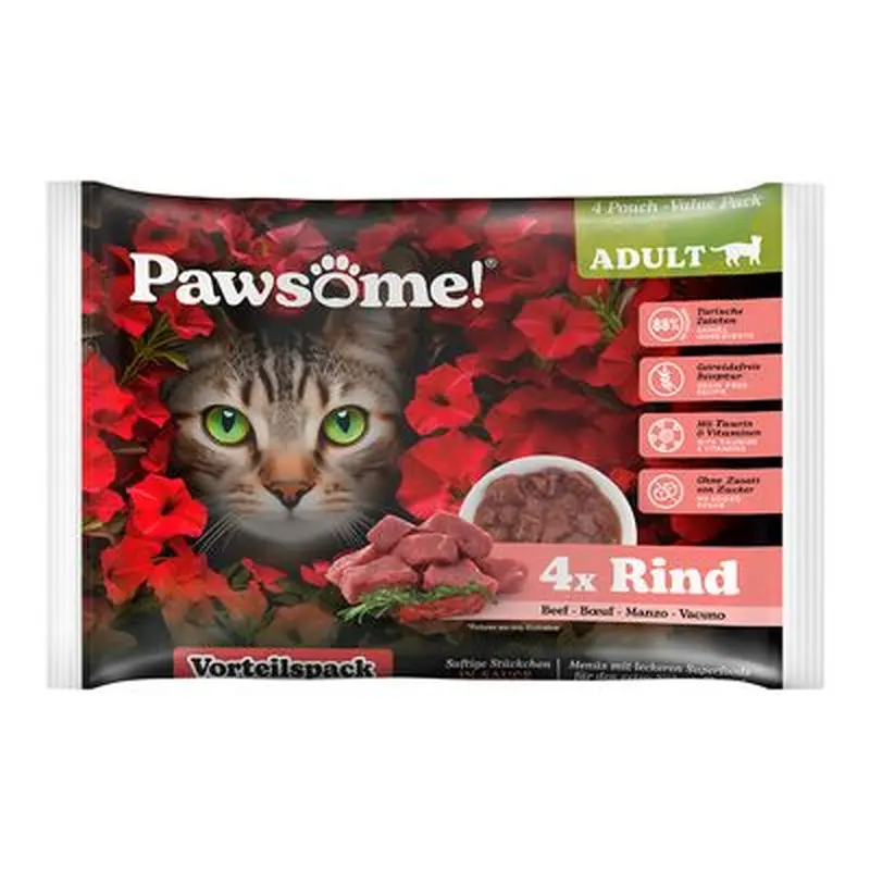 Pawsome Adult Cat 4 x 85g - Duck