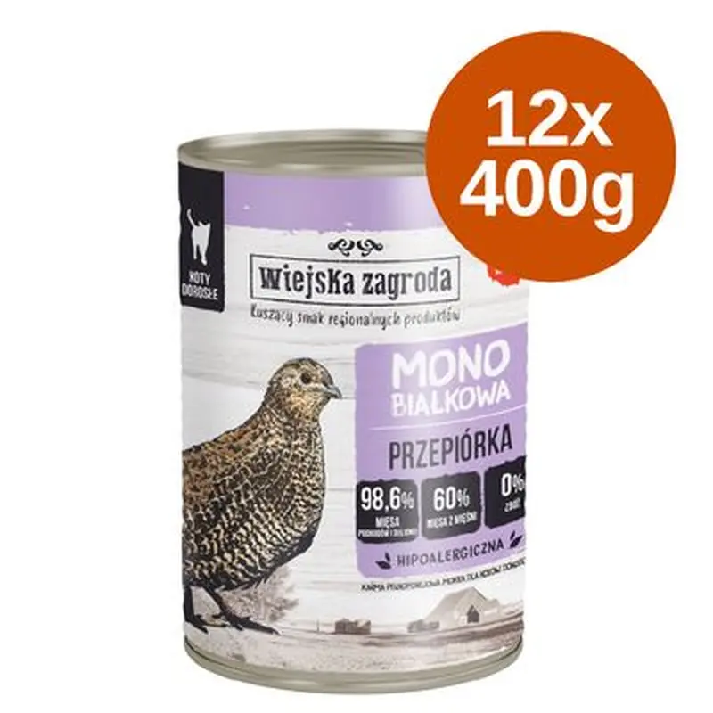 Wiejska Zagroda Cat Monoprotein 12 x 400 g - Quail