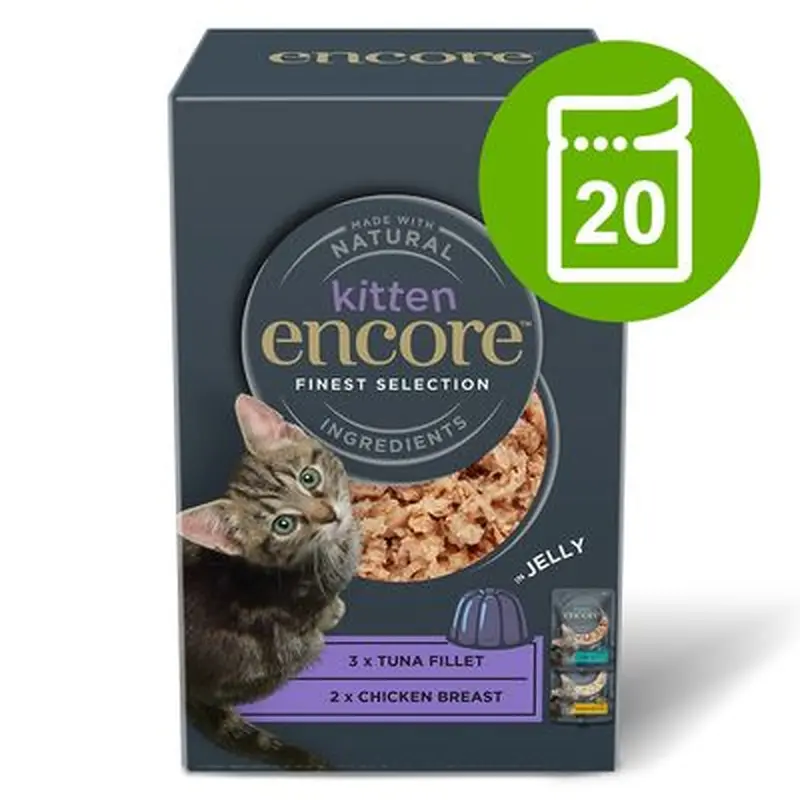 Encore Kitten Jelly Pouch Saver Pack 20 x 50g - Finest Selection (2 Varieties)