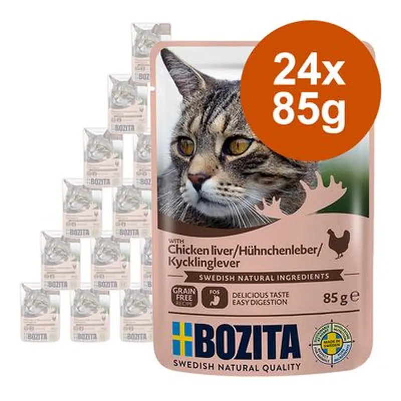 Bozita Chunks in Jelly Pouches 24 x 85g - Chicken Liver
