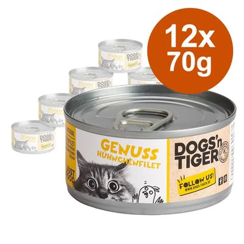 Dogs'n Tiger Cat Filet 12 x 70g - Salmon with Mussel