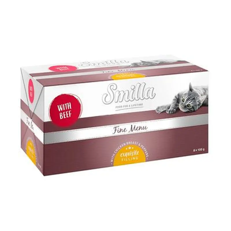 Smilla Fine Menu Exquisite Filling 8 x 100g - Chicken with Salmon & Spinach