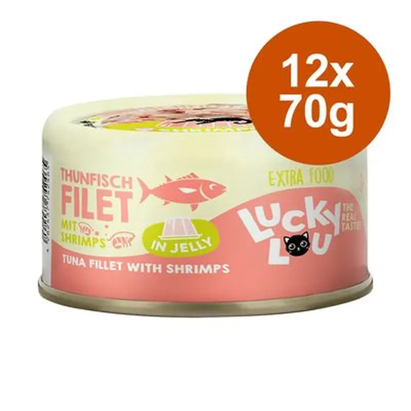 Lucky Lou Extra Food in Jelly 12 x 70g - Tuna fillet with shrimps