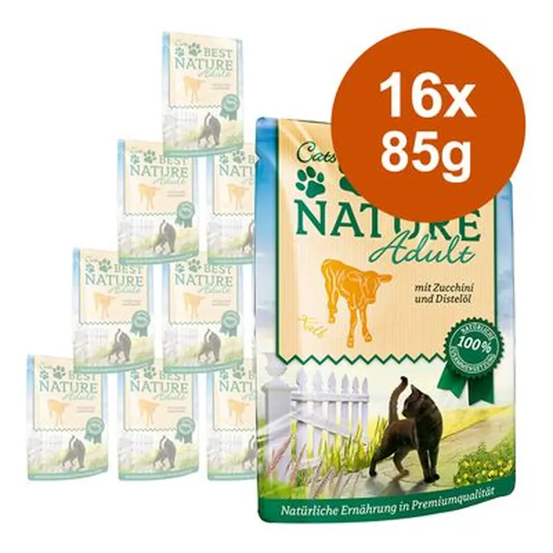 Best Nature Cat Adult 16 x 85g - Veal with Courgette & Safflower Oil