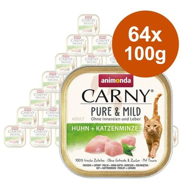 animonda Carny Adult Pure & Mild Saver Pack 64 x 100g - Chicken & Catnip