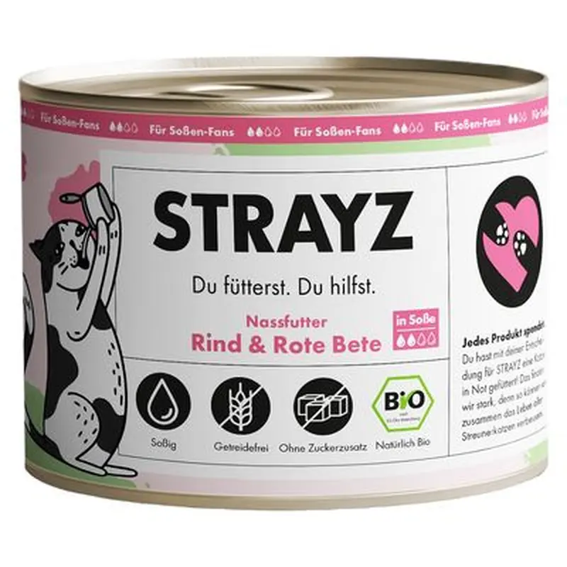 STRAYZ Organic Cat 6 x 200g - Organic Turkey & Organic Carrot in Sauce