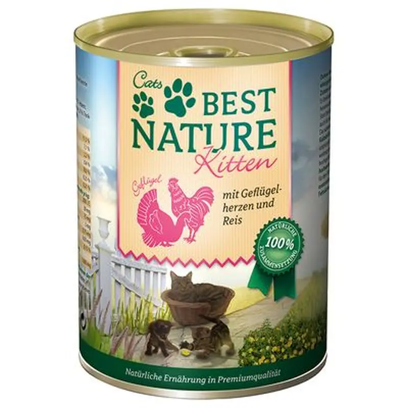 Best Nature Kitten 6 x 400g - Poultry Hearts & Rice