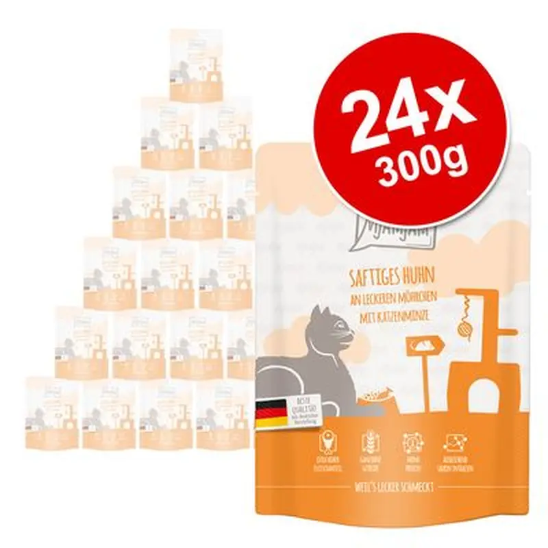 MjAMjAM Squeezy Pouches Saver Pack 24 x 300g - Duo of Tender Duck & Chicken with Carrots