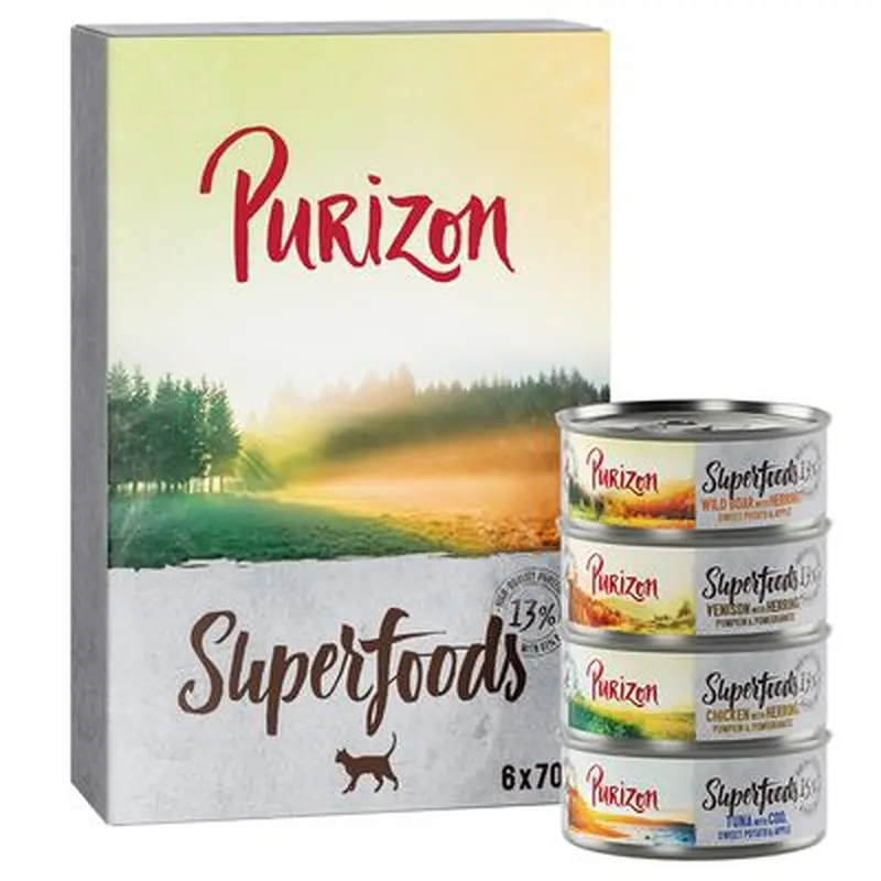 Purizon Superfoods 6 x 70g - Chicken with Herring, Pumpkin & Pomegranate