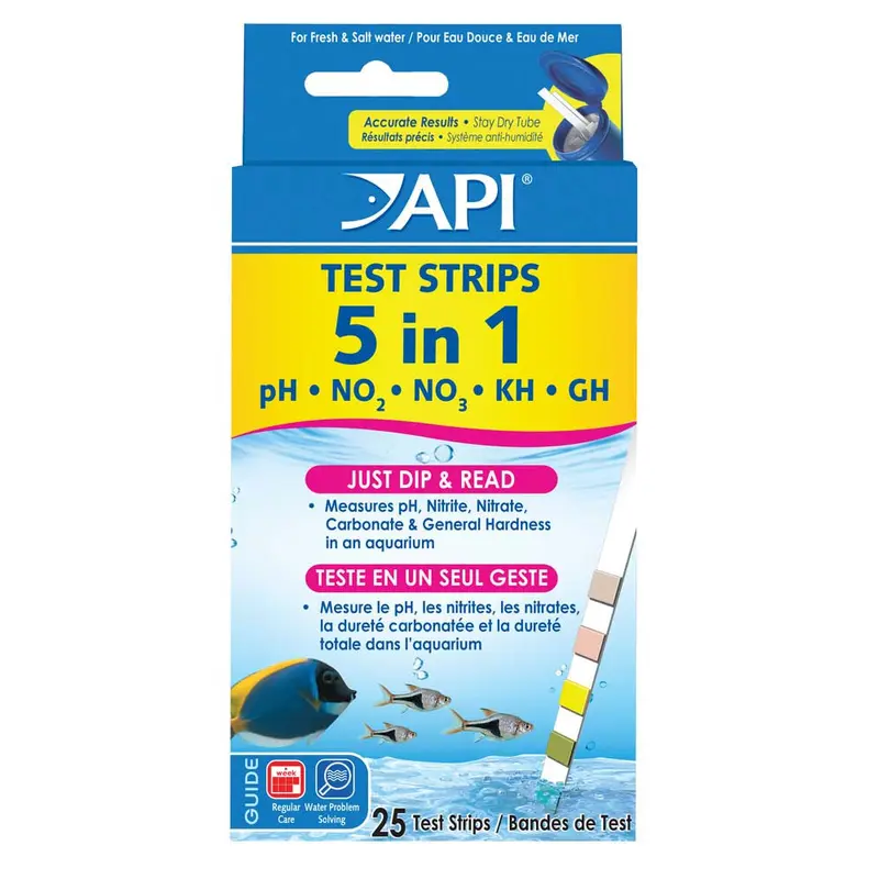 API 5-in-1 Freshwater Aquarium Test Strip 25 Count