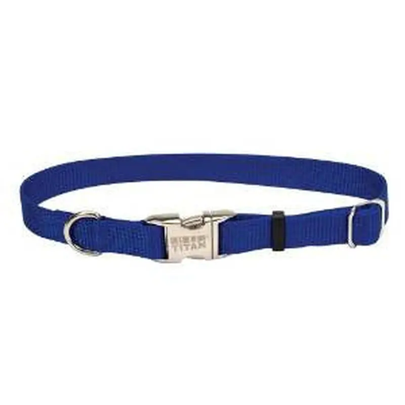 Coastal Adjustable Nylon Collar With Titan Metal Buckle Blue1 X 14-20in 