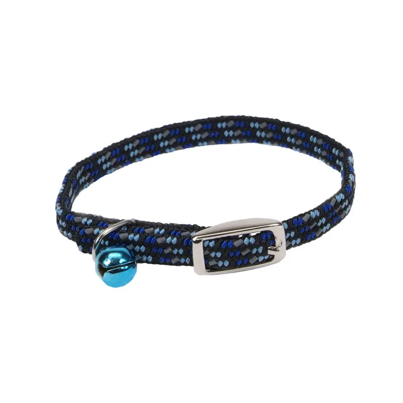 Lil Pals Elasticized Safety Kitten Collar with Reflective Threads Blue 3/8 in x 8 in