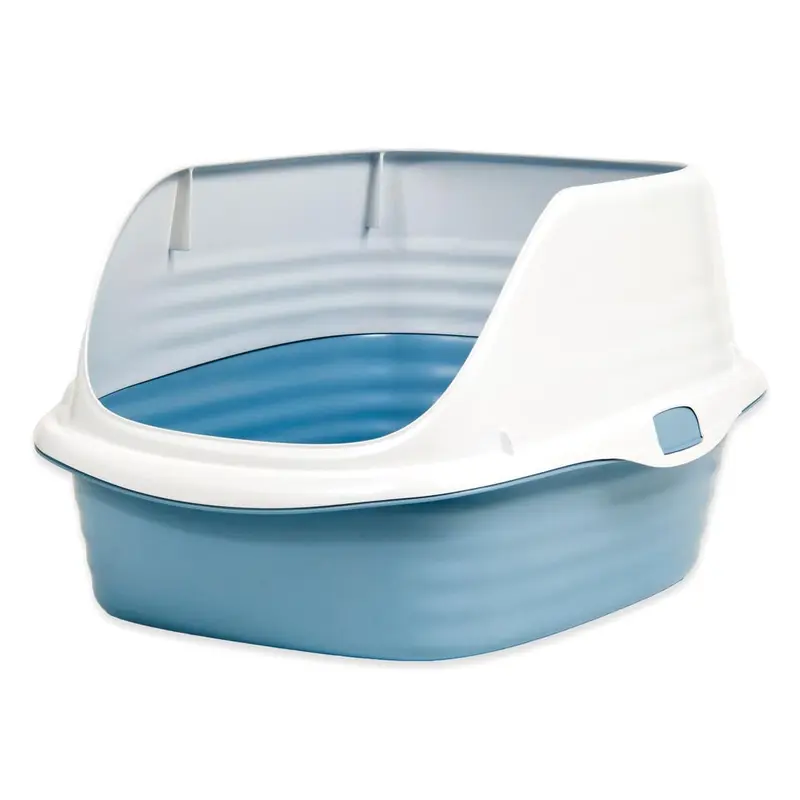 Arm & Hammer Rimmed Wave Cat Litter Pan Pearl White/Dark Gray LG
