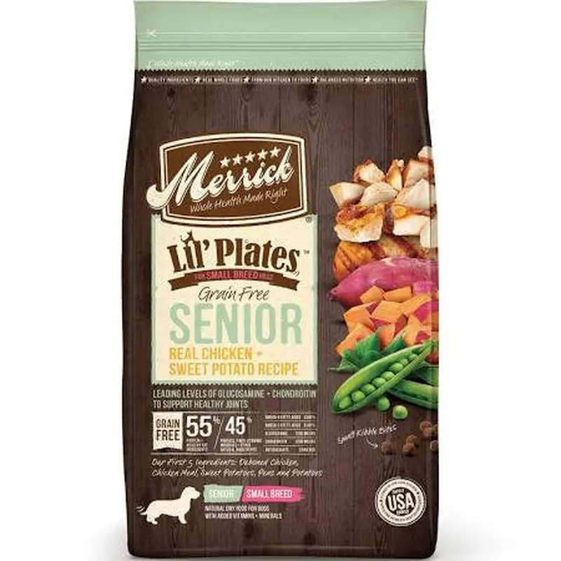 Merrick Lil'Plates Grain Free Senior Real Chicken + Sweet Potato 12lb 