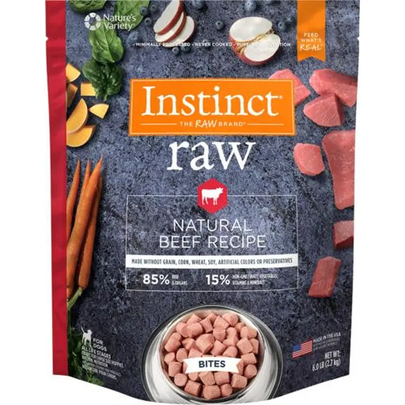 Nature's Variety Instinct 85/15 Raw All Natural Beef Recipe for Dogs Bites 6lb SD-5 